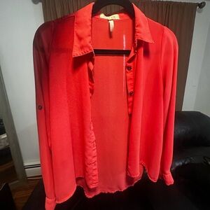 Vince Red Button Down Women's Shirt